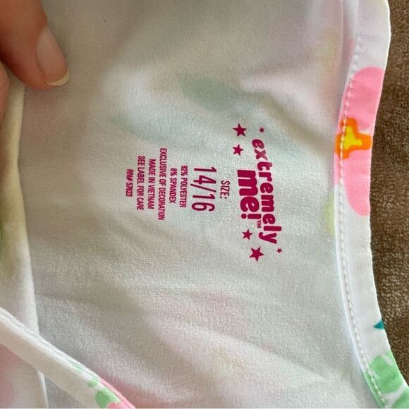 Extremely me! Kids Skater Dress in White with Yellow and Pink Flowers Size 14/16 - Picture 5 of 6